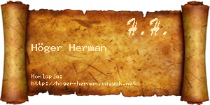 Höger Herman névjegykártya